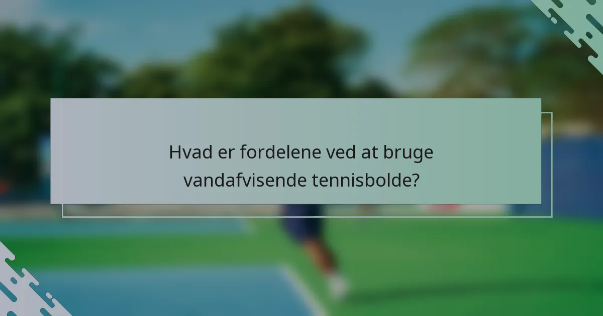 Hvad er fordelene ved at bruge vandafvisende tennisbolde?