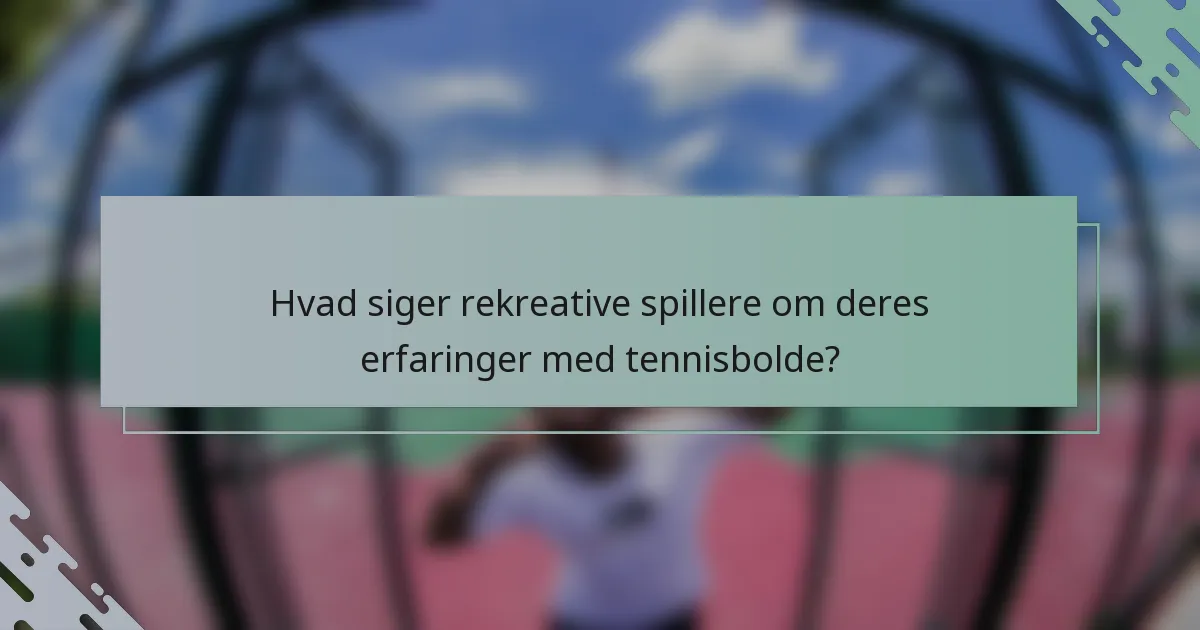 Hvad siger rekreative spillere om deres erfaringer med tennisbolde?
