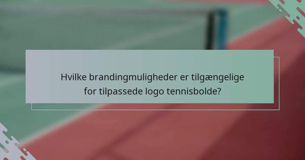 Hvilke brandingmuligheder er tilgængelige for tilpassede logo tennisbolde?