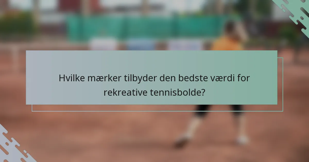 Hvilke mærker tilbyder den bedste værdi for rekreative tennisbolde?