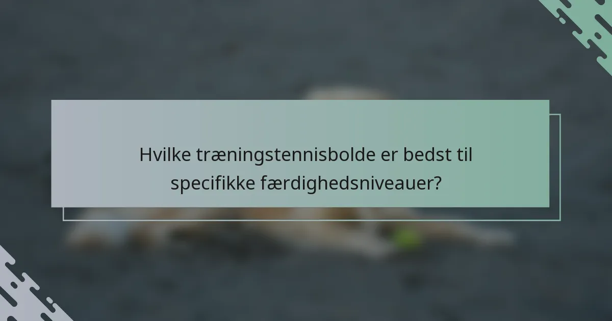 Hvilke træningstennisbolde er bedst til specifikke færdighedsniveauer?