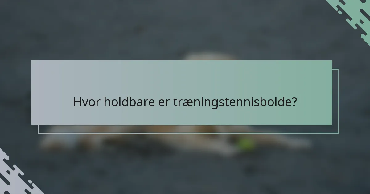 Hvor holdbare er træningstennisbolde?
