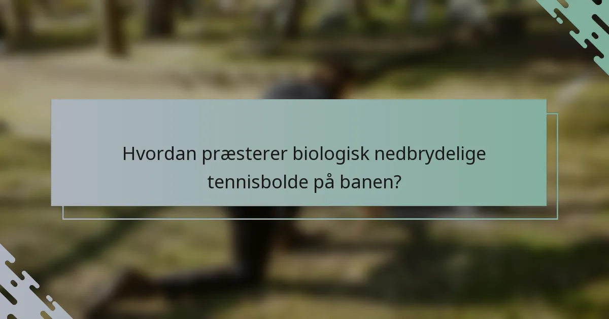 Hvordan præsterer biologisk nedbrydelige tennisbolde på banen?