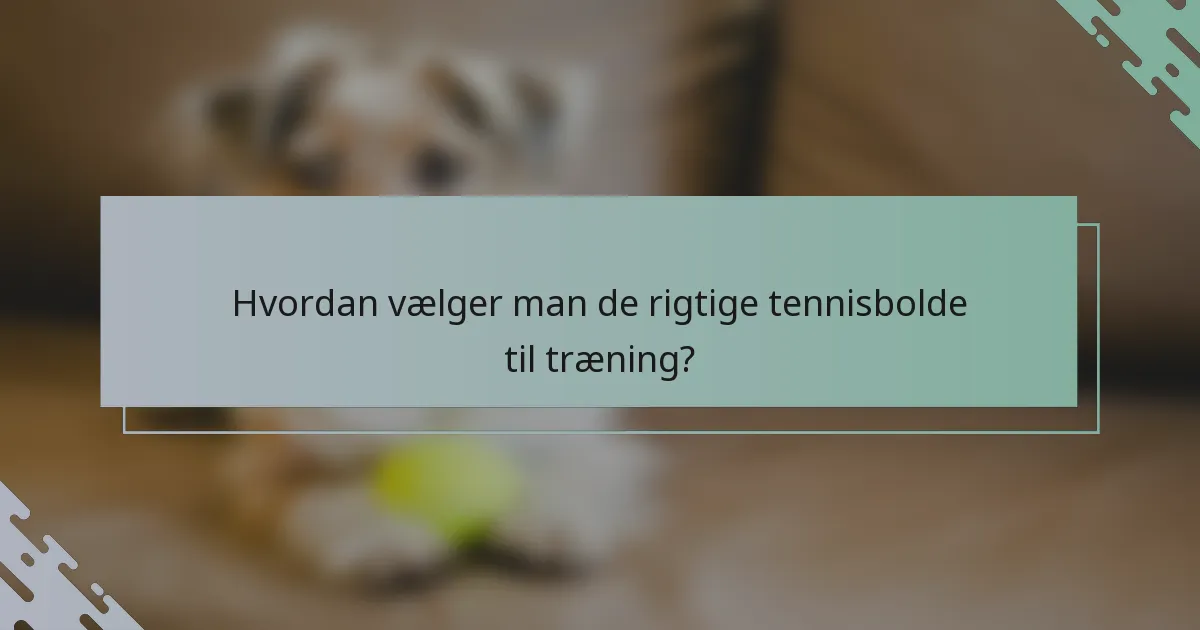 Hvordan vælger man de rigtige tennisbolde til træning?